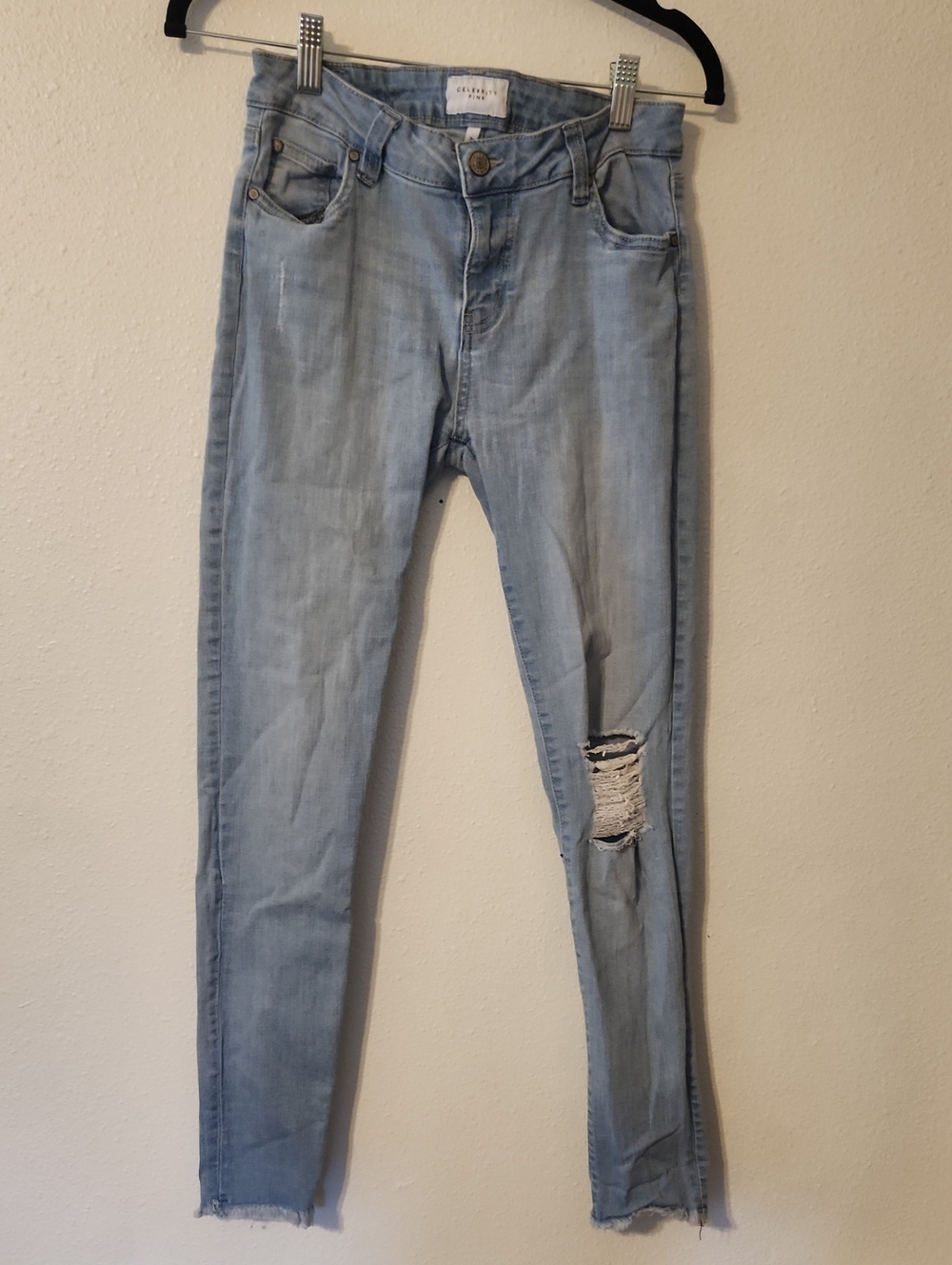 Celebrity Pink Light Blue Ripped Skinny Jeans
